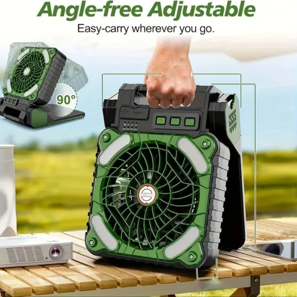 Solar Rechargeable Portable Fan with LED, Timer & Power Bank - Image 2