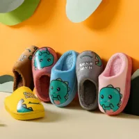 Kids Carpet Slippers Dinosaur Warm Plush Soft