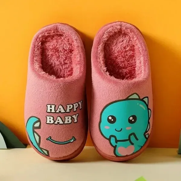 Kids Carpet Slippers Dinosaur Warm Plush Soft - Image 2