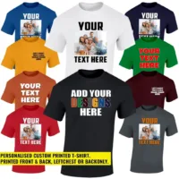 Personalised Printed T Shirt text logo party gift cotton