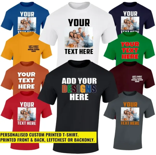 Personalised Printed T Shirt text logo party gift cotton