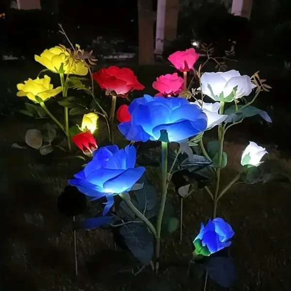 Solar Rose Waterproof Lights Realistic Garden Decoration - Image 16
