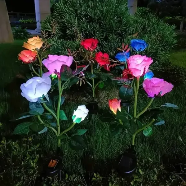 Solar Rose Waterproof Lights Realistic Garden Decoration - Image 5