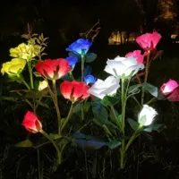 Solar Rose Waterproof Lights Realistic Garden Decoration