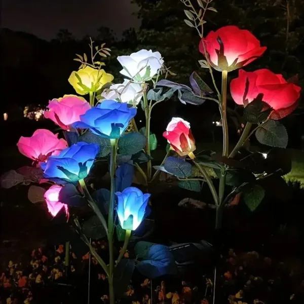 Solar Rose Waterproof Lights Realistic Garden Decoration - Image 6