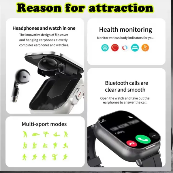 SmartWatch 2 in 1 With Headphones New Fashion 2025 - Image 7