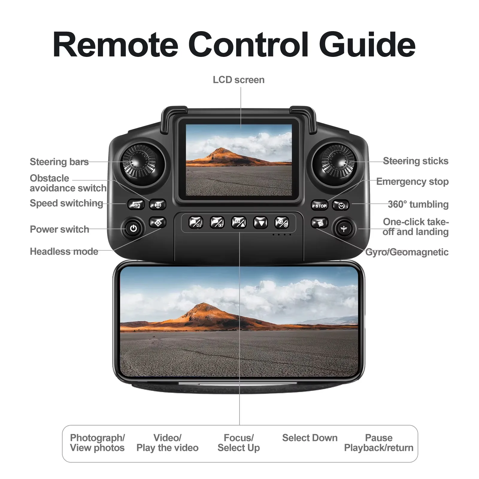 2025 Beginner Drone: Screen Remote, Headless Mode & Camera Black - Image 10